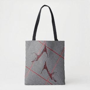 Bolso De Tela La derecha calza blanco y negro comprobado