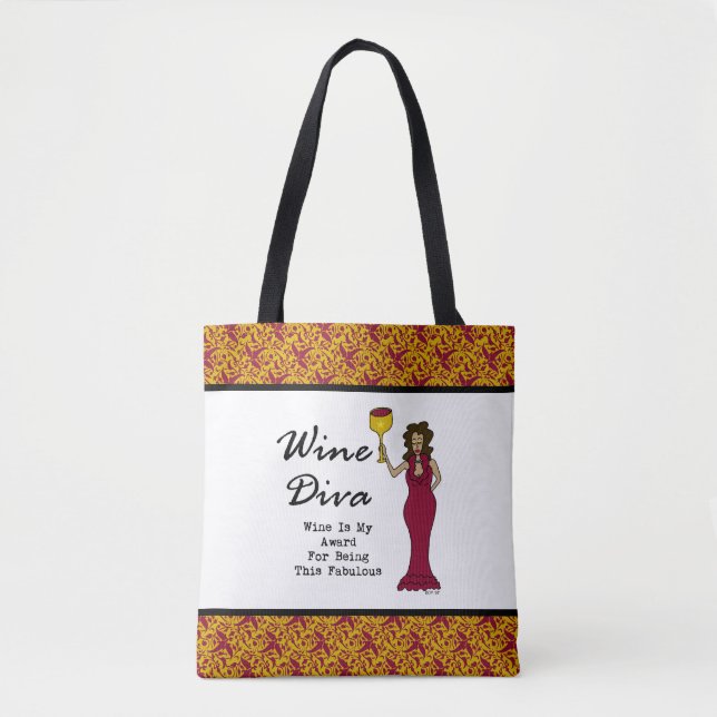Bolso De Tela La diva "vino del vino es mi premio para ser (Anverso)
