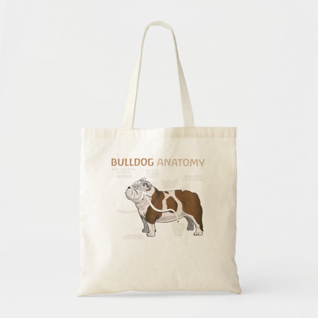 Bolso De Tela La divertida anatomía del Bulldog inglés (Frente)