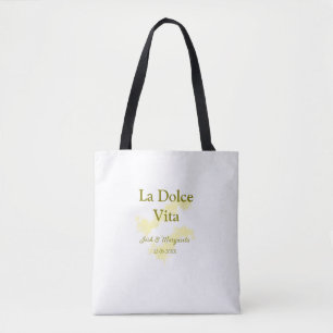 Bolso De Tela La Dolce Vita pareja de bodas amarillos Nombre fec