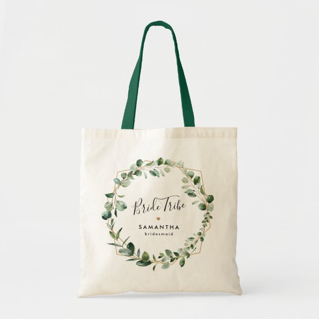 Bolso De Tela La ecologización geométrica Eucalyptus deja la fie (Frente)