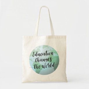 Bolso De Tela La educación cambia la cita del mundo con el glob