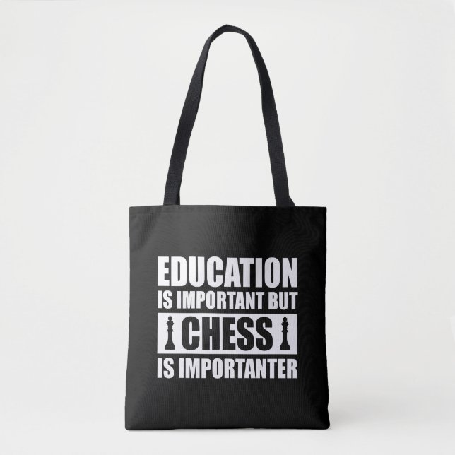 Bolso De Tela La educación es importante, pero el ajedrez es imp (Anverso)