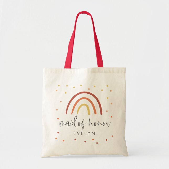 Bolso De Tela La empleada de honor del arcoiris de Boho Terracot (Frente)