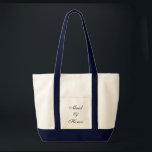 Bolso De Tela La empleada de honor Tote<br><div class="desc">Bolsa de té mostrada en azul natural/marino con texto; doncella de honor. Personalizar este artículo o compra tal cual.</div>