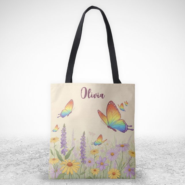 Bolso De Tela La encantadora pradera de mariposa pastel (Subido por el creador)