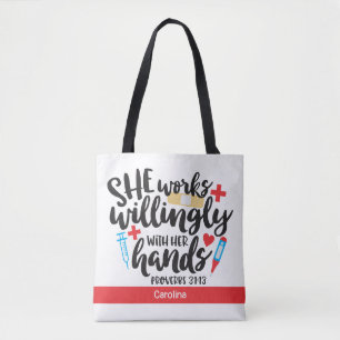 Bolso De Tela La enfermera trabaja voluntariamente sus manos pro