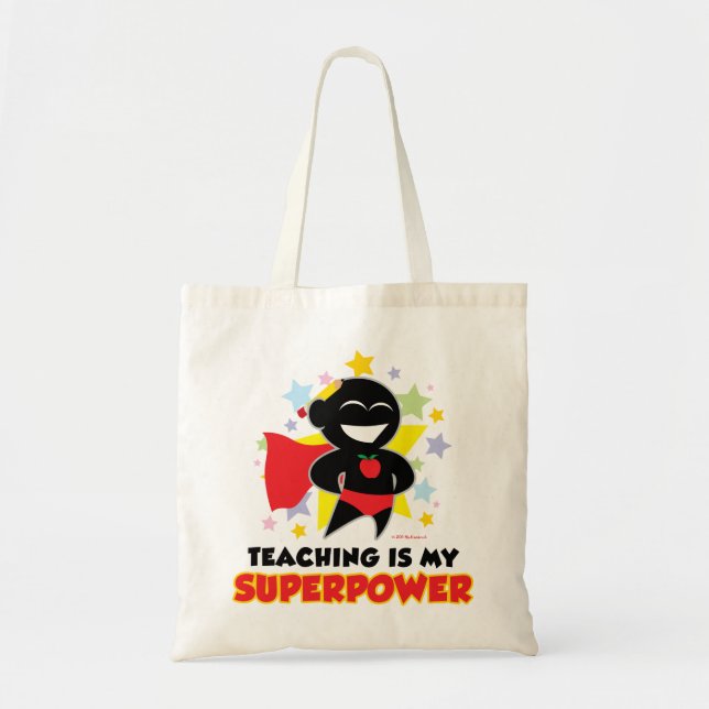 Bolso De Tela La enseñanza es mi superpotencia (Frente)