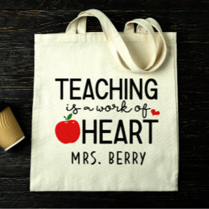 Bolso De Tela La enseñanza es un trabajo de corazón