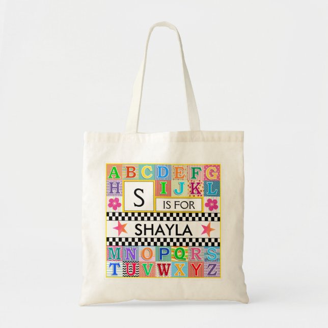 Bolso De Tela La escuela de arte alfabético infantil Estrella ro (Frente)