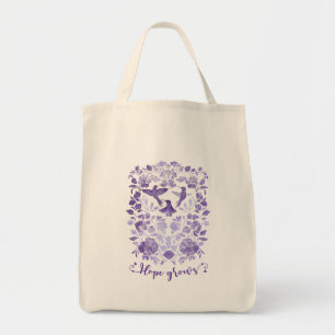 Bolso De Tela La esperanza crece - Lavender Linocut Bird Inspira