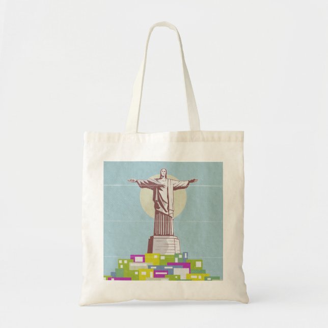 Bolso De Tela La Favela del Afiche de Viaje Cristo Redentor (Frente)