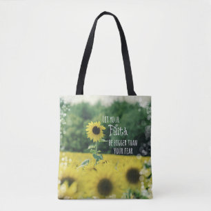 Bolso De Tela La fe de los girasoles es más grande que el miedo