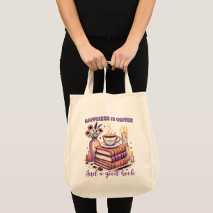 Bolso De Tela La Felicidad Es Café Y Un Buen Libro