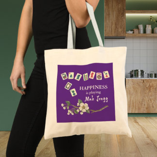 Bolso De Tela La felicidad es jugar a Mah Jongg con los Chicas P