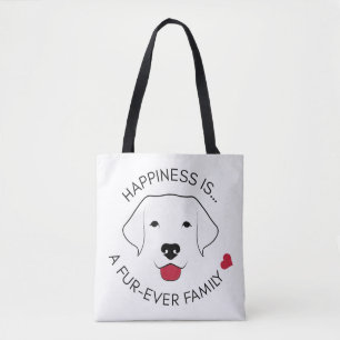 Bolso De Tela "La felicidad es..." Tote blanco y negro