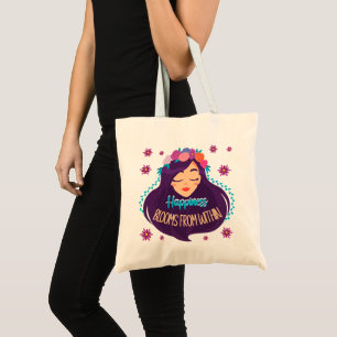 Bolso De Tela La felicidad florece desde adentro