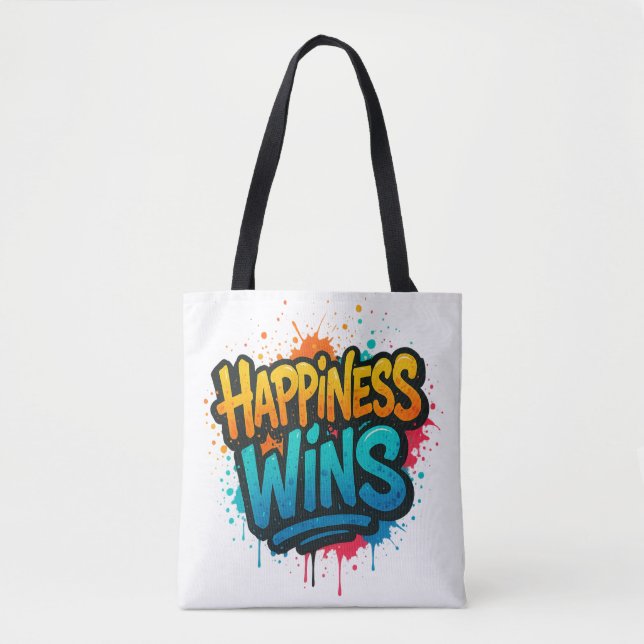 Bolso De Tela La felicidad gana el diseño del graffiti (Anverso)