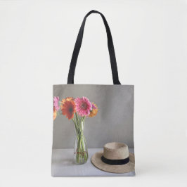 Bolso De Tela La feliz flor de color Gerbera + nombre personaliz