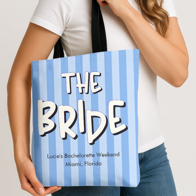 Bolso De Tela La fiesta de la bachillerato de las franjas azules (The Bride Tote Bag)