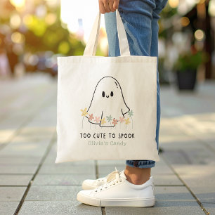 Bolso De Tela La flor fantasma de Halloween es demasiado agradab