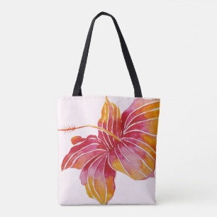 Bolso De Tela La flor hawaiana el   del hibisco todo encima -