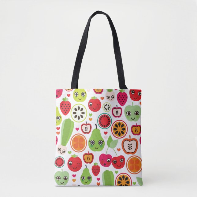Bolso De Tela la fruta embroma la manzana del ilustracion (Anverso)