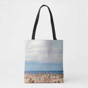 Bolso De Tela La gente en la playa de arena marrón