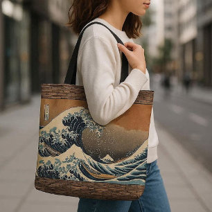 Bolso De Tela La Gran Ola de Kanagawa Artista Japonés Vintage