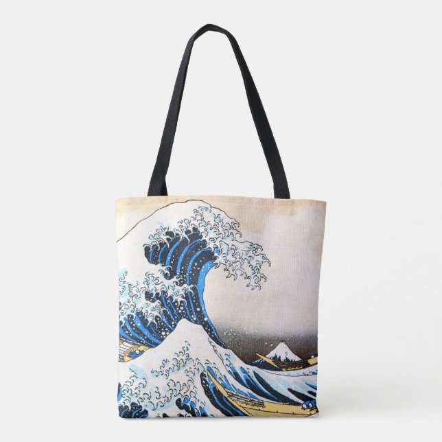 Bolso De Tela La Gran Ola de Kanagawa, Hokusai (Reverso)
