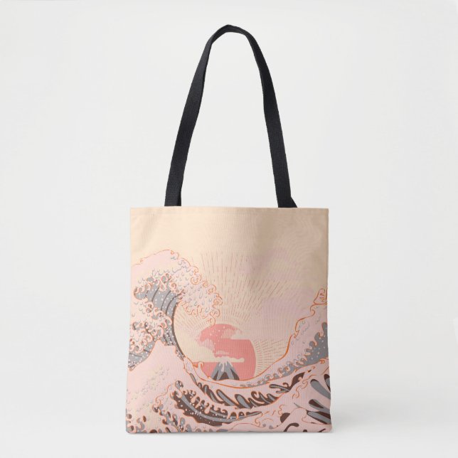 Bolso De Tela La gran ola rosa de kanagawa (Anverso)