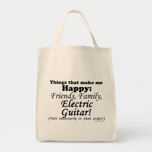 Bolso De Tela La guitarra eléctrica me hace feliz (Frente)