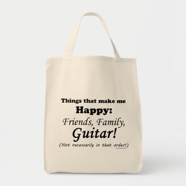 Bolso De Tela La guitarra me hace feliz (Frente)