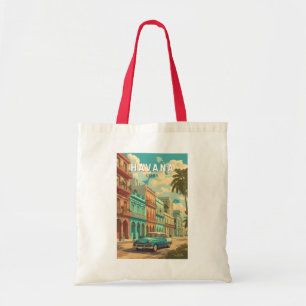 Bolso De Tela La Habana Cuba Ilustracion Viaje Arte Vintage