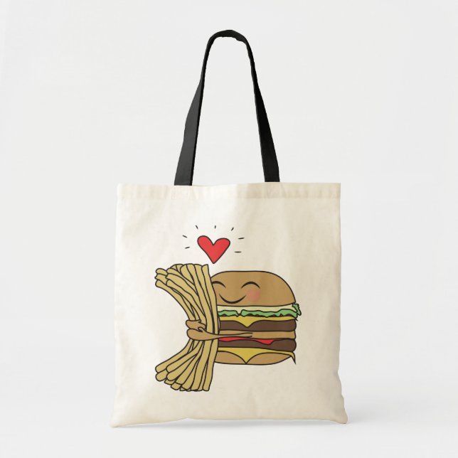 Bolso De Tela La hamburguesa ama las fritadas (Frente)