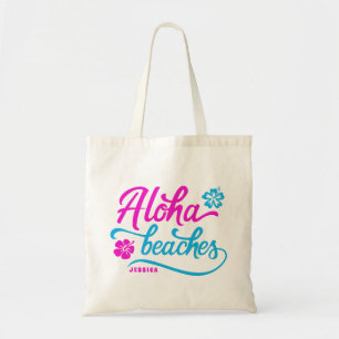 Bolso De Tela La hawaiana magenta vara el retruécano del verano