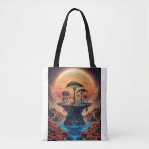 Bolso De Tela La isla al atardecer.
