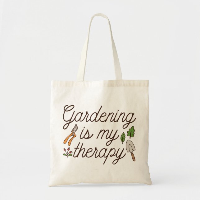 Bolso De Tela La jardinería es mi terapia (Frente)