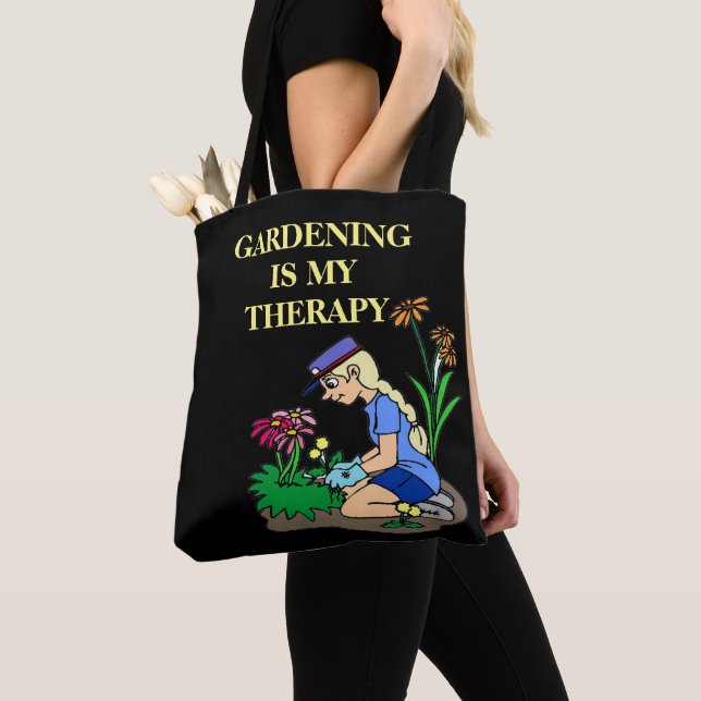 Bolso De Tela La jardinería es mi terapia (Detalle)