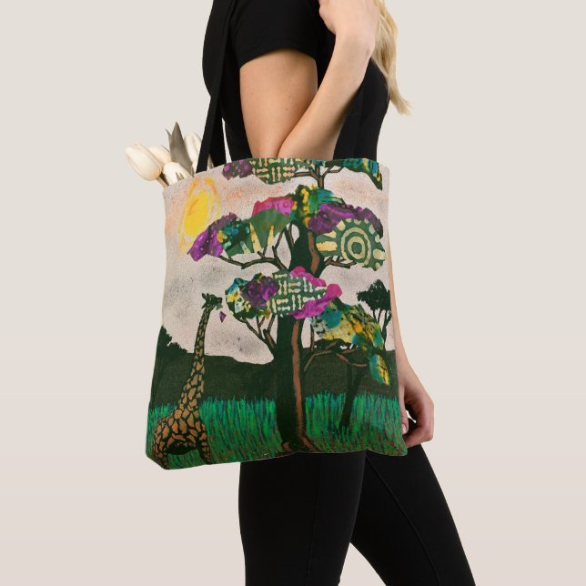 Bolso De Tela La jirafa sobre los aviones de África (Detalle)