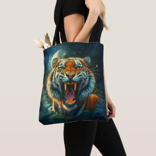 Bolso De Tela La jungla iluminada por la luna del tigre