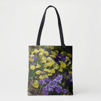 Bolso De Tela La ladera de los Pansies morado y amarillo