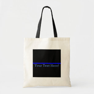 Bolso De Tela La Línea Azul Delgada Simbólica Personaliza Esto