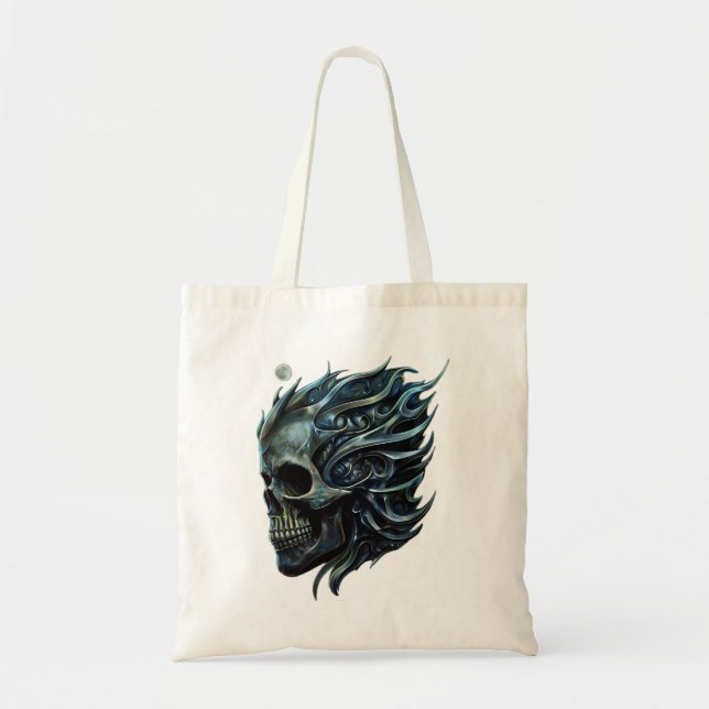 Bolso De Tela La llama de la vida: un diseño de cráneo. (Frente)