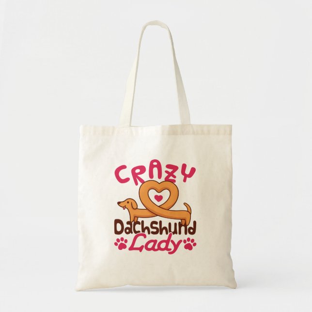 Bolso De Tela La loca Dachshund Lady Doxie Mom (Frente)