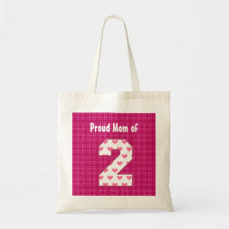 Bolso De Tela La mamá orgullosa de dos corazones rosados de los