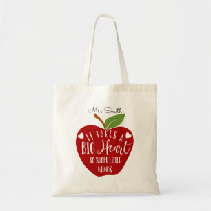 Bolso De Tela La manzana roja brillante toma un gran corazón