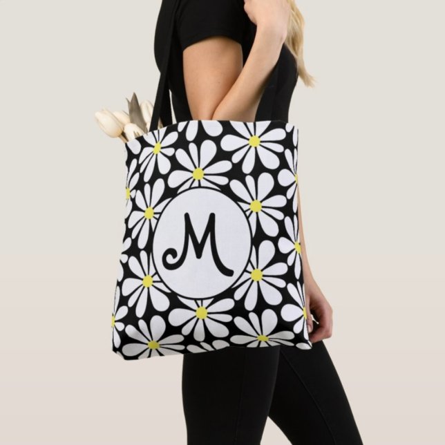 Bolso De Tela La margarita blanca sobre el floral negro (Subido por el creador)