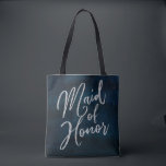 Bolso De Tela La Marina Luster Dark Blue Watercolor Made of Hono<br><div class="desc">Diseño de acuarela azul oscuro,  con tipografía de espuma plateada,  y hermosa textura de fondo de acuarela. Con Fuentes Modernas De Guión De Moda. Un estilo moderno y lujoso - Monograma personalizado con bolsas de honor tote! ~ Revisa mi tienda para ver toda la suite boda para este diseño!</div>