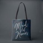 Bolso De Tela La Marina Luster Dark Blue Watercolor Made of Hono<br><div class="desc">Diseño de acuarela azul oscuro,  con tipografía de espuma plateada,  y hermosa textura de fondo de acuarela. Con Fuentes Modernas De Guión De Moda. Un estilo moderno y lujoso - Monograma personalizado con bolsas de honor tote! ~ Revisa mi tienda para ver toda la suite boda para este diseño!</div>